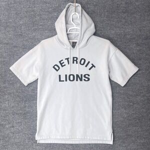 Detroit Lions Mens Gray Short Sleeve Hoodie NFL Size M Fanatics Signature
